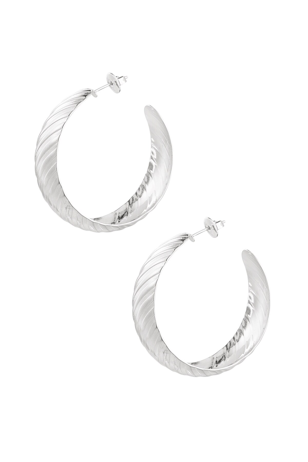 Earrings stripe detail - Silver color h5 