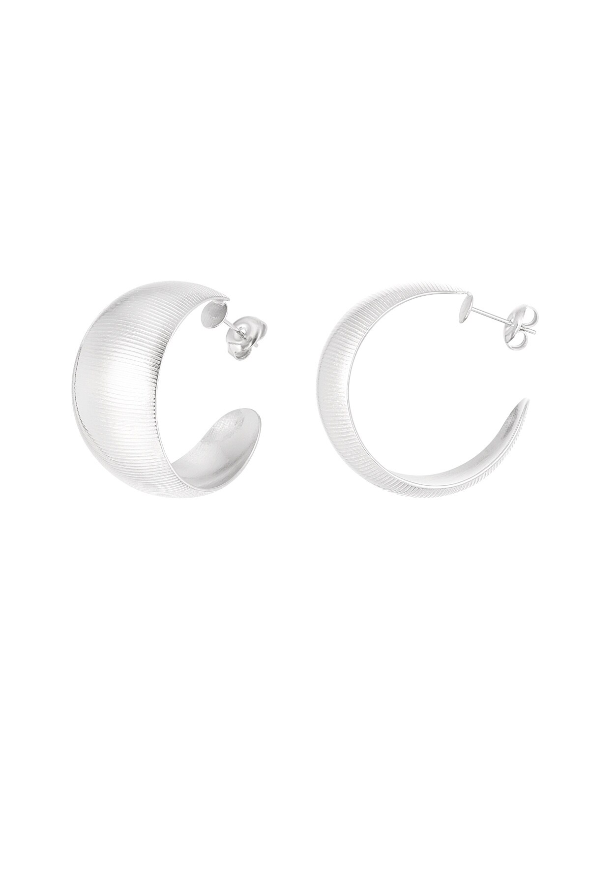 Earrings ribbed structure - Silver color h5 