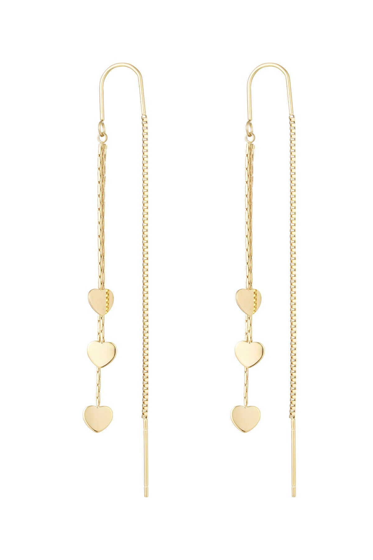 Hanging earrings 3 x hearts - Gold color h5 