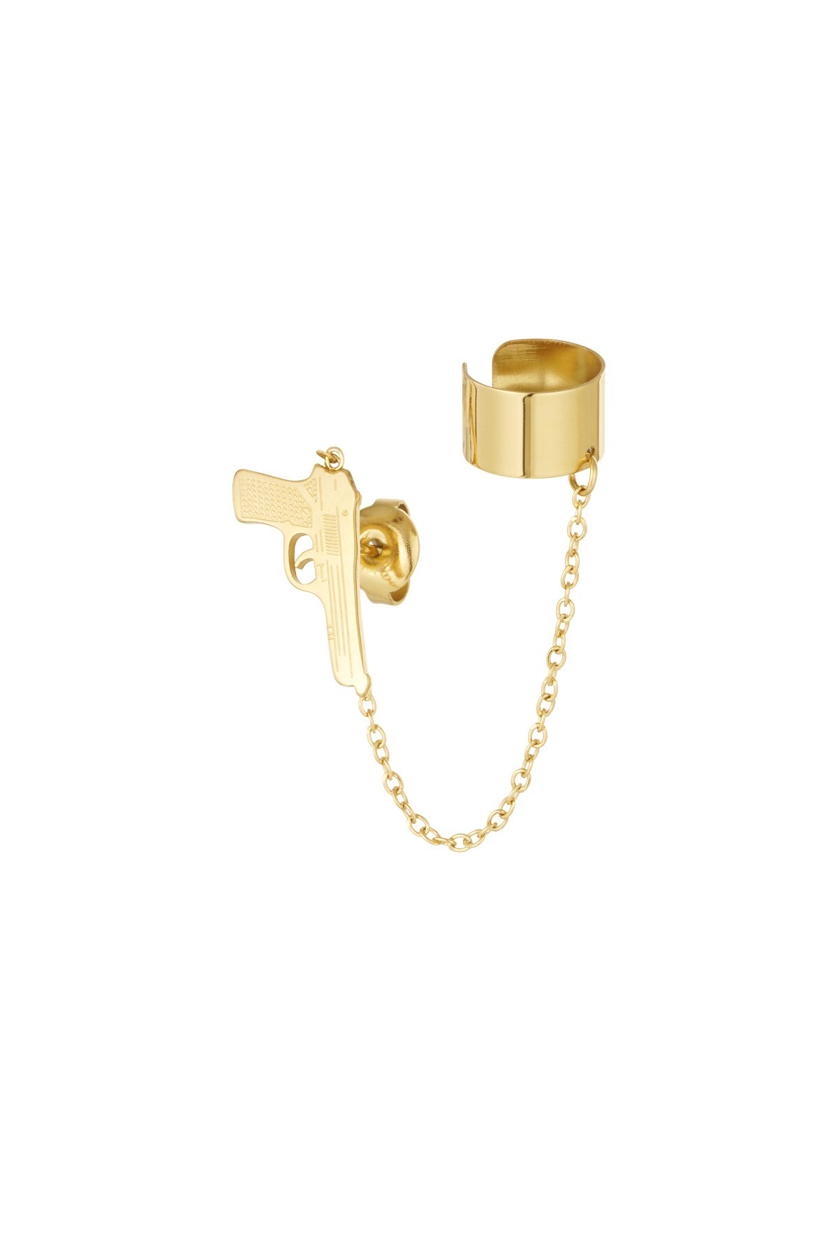 Earrings gun with ear cuff - Gold color 