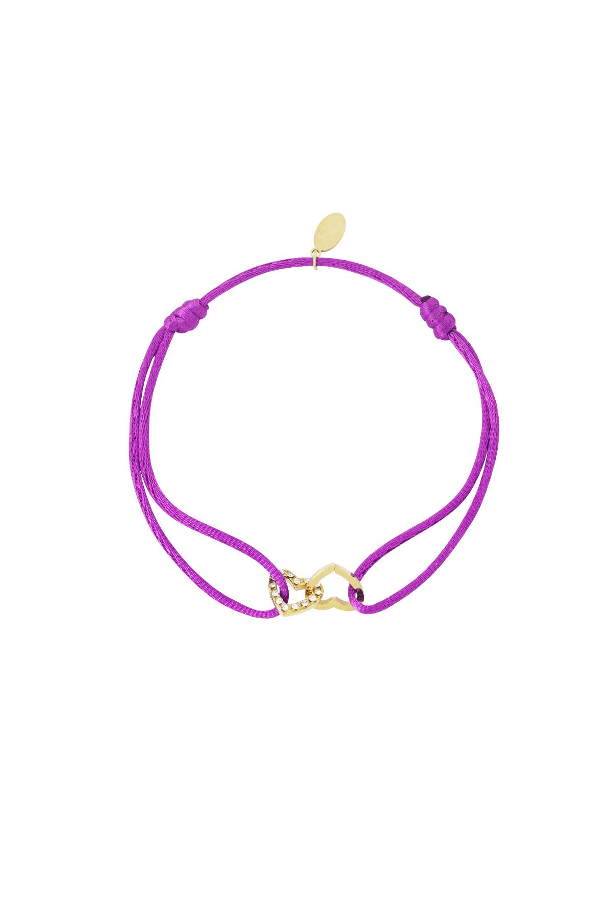 Satin bracelet connected heart - fuchsia h5 