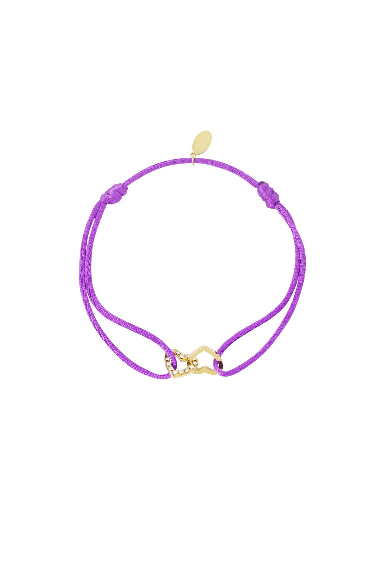 Satin bracelet connected heart - purple h5 