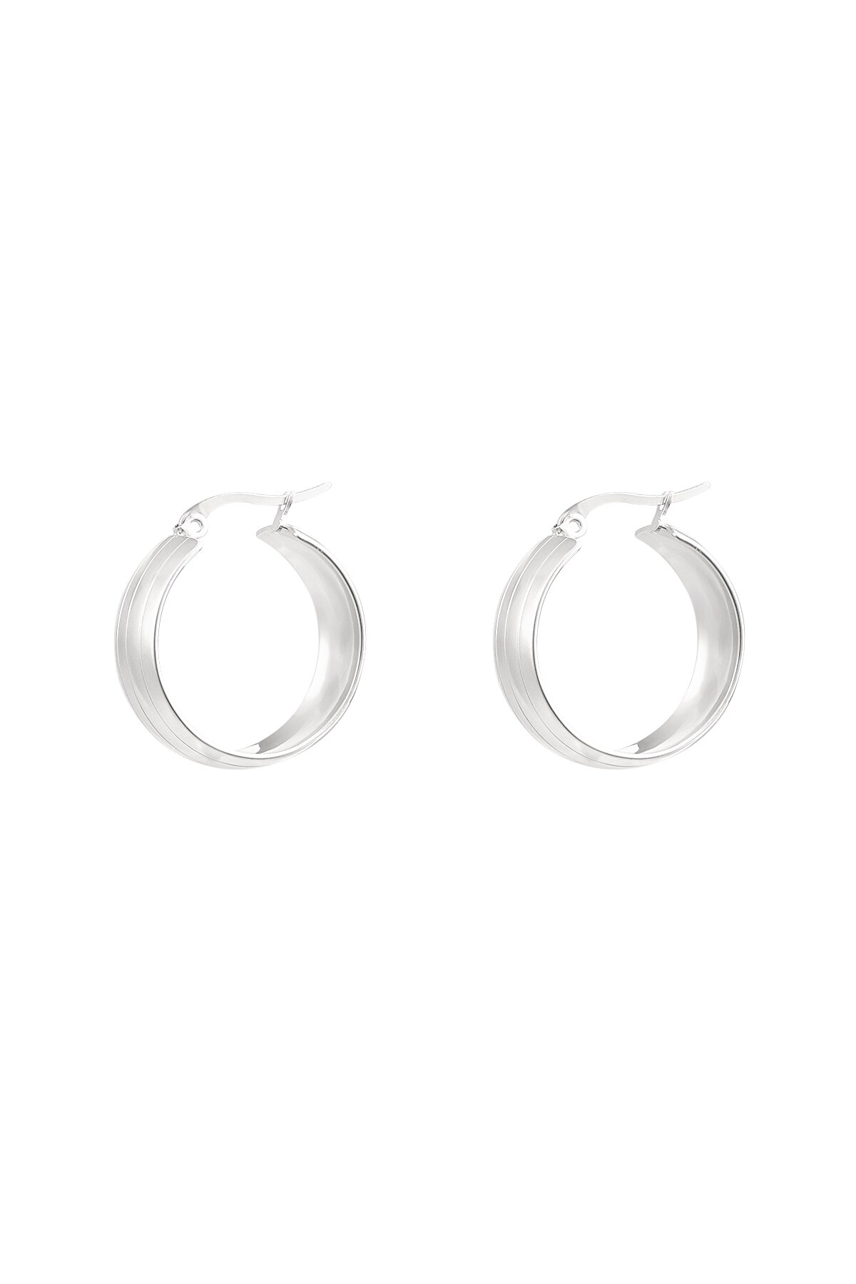 Round earrings with small structure - Silver color h5 