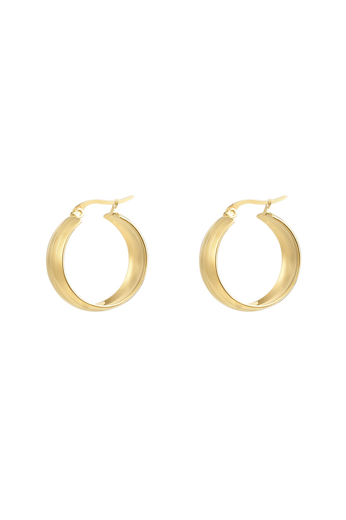 Round earrings with small structure - Gold color h5 