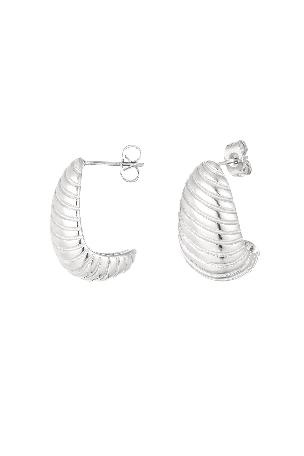 Half croissant earring - Silver color h5 