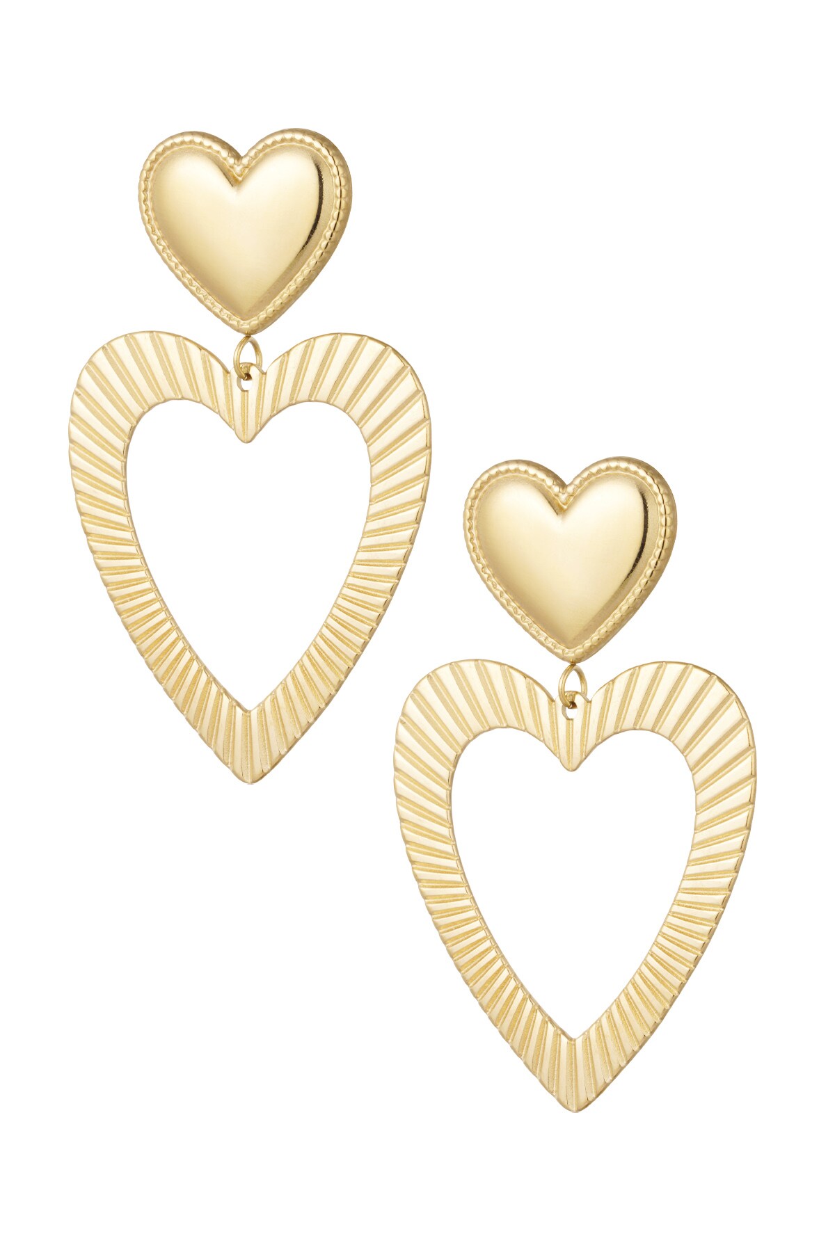 Double heart earrings - Gold color h5 