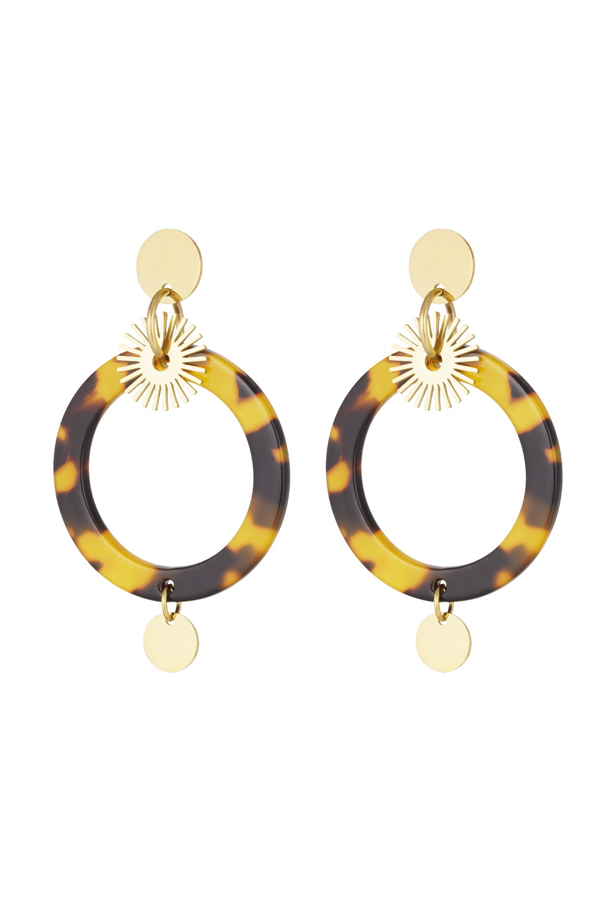 Circle earrings with print - Gold color h5 