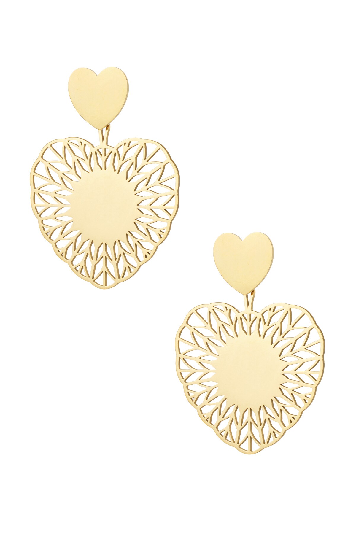 Earrings heart mandela - Gold color h5 