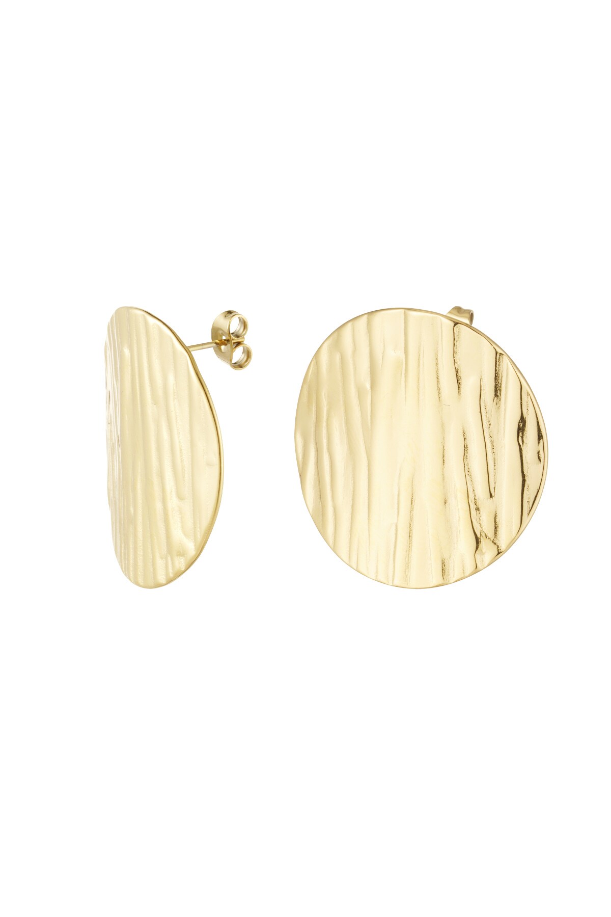 Round earrings with print - Gold color h5 