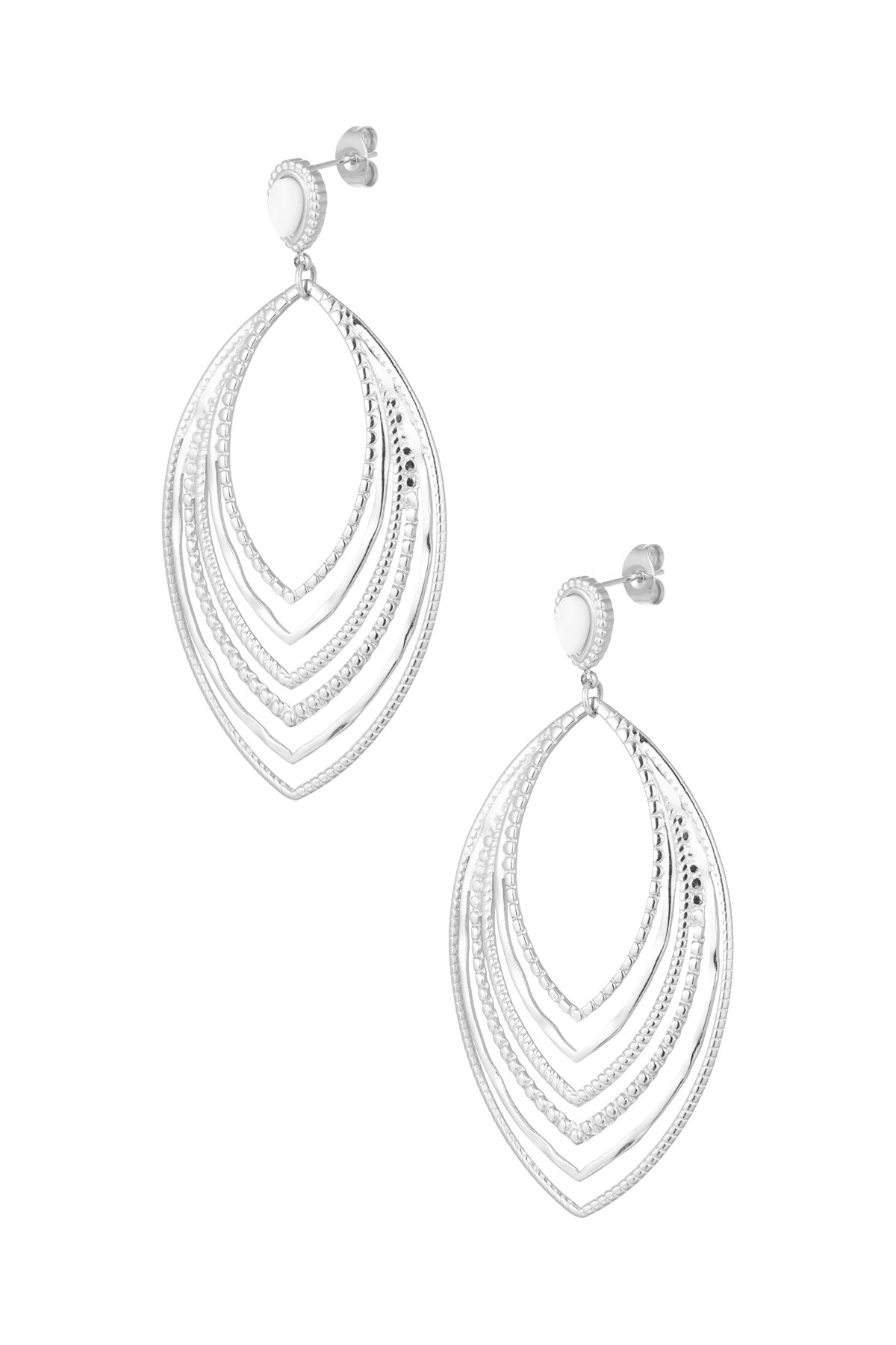 Earrings oval party - Silver color h5 