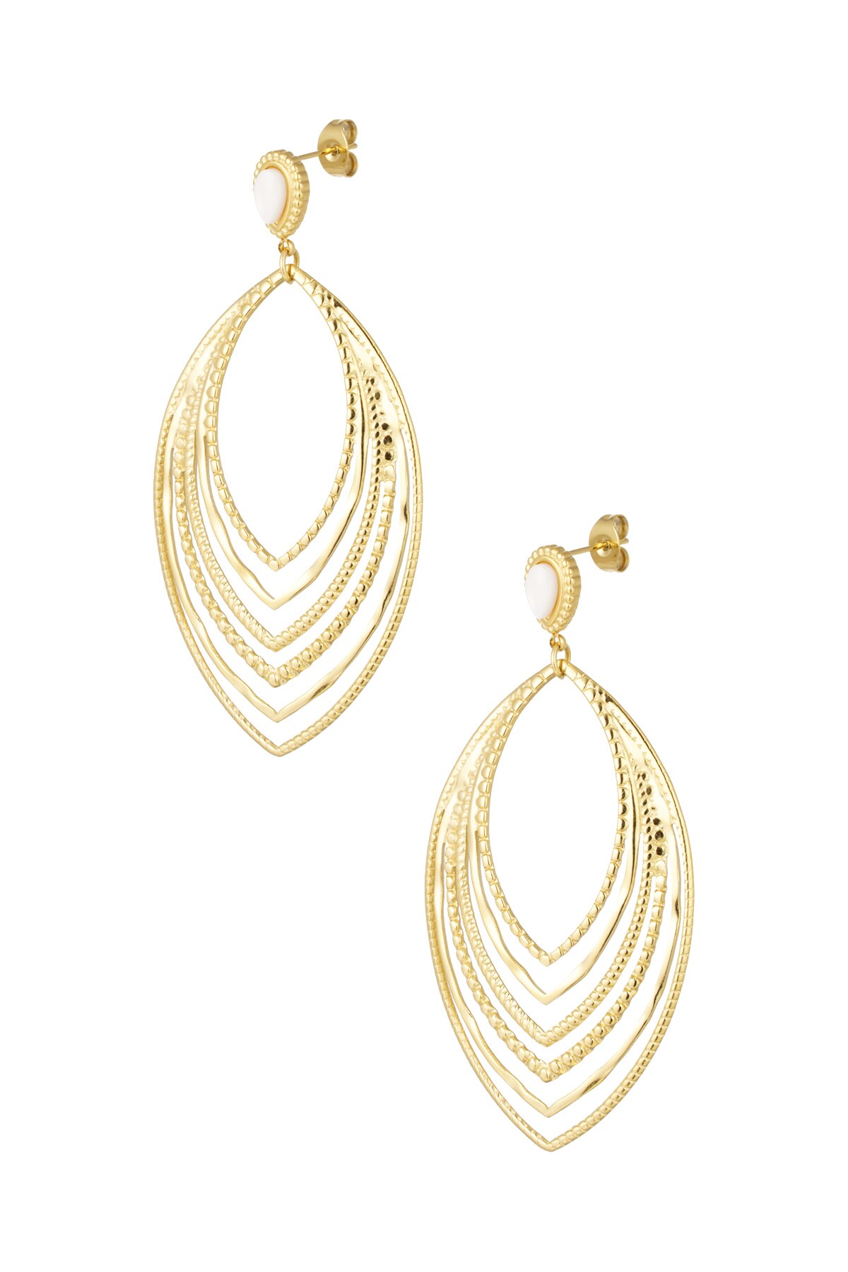 Earrings oval party - Gold color h5 