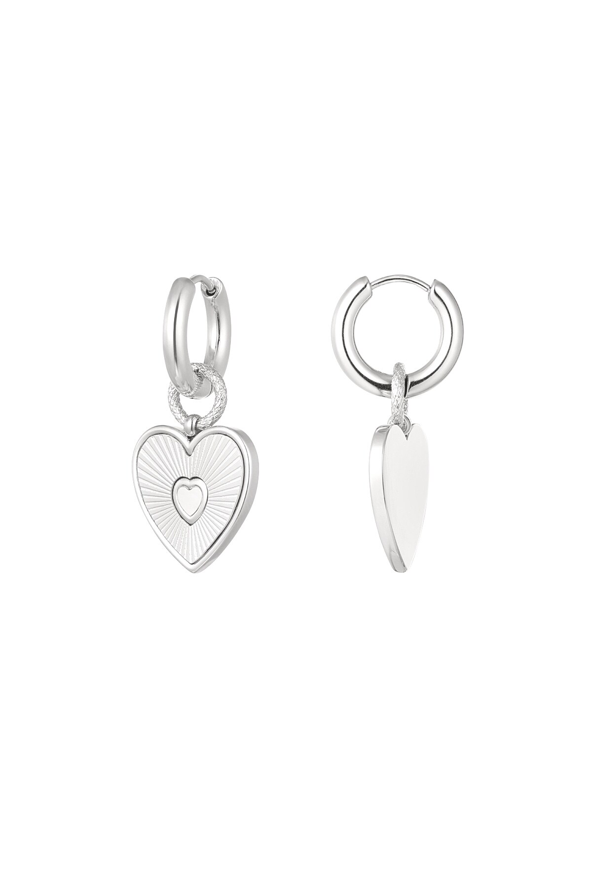 Heart earrings - Silver color h5 