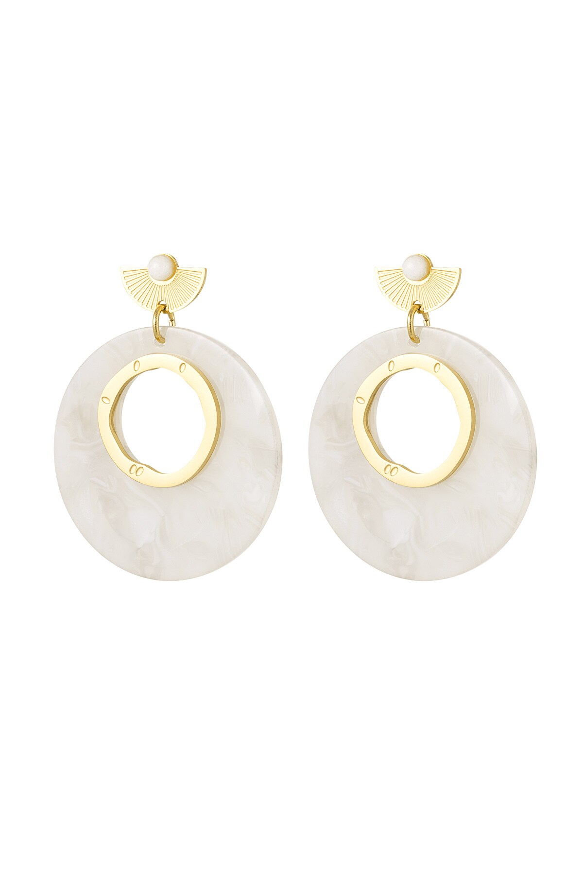 Earrings around white details - gold/white h5 