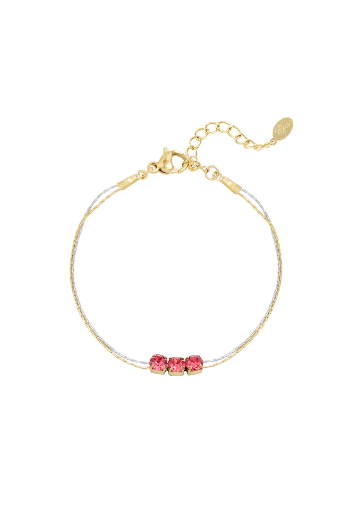 Bracelet gold/silver with stone - pink h5 