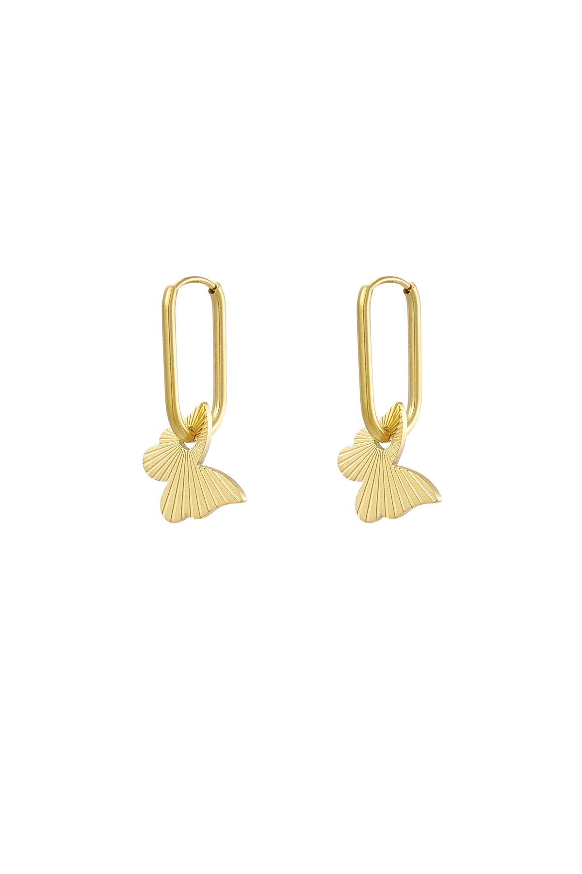 Elongated earrings with butterfly - Gold color h5 