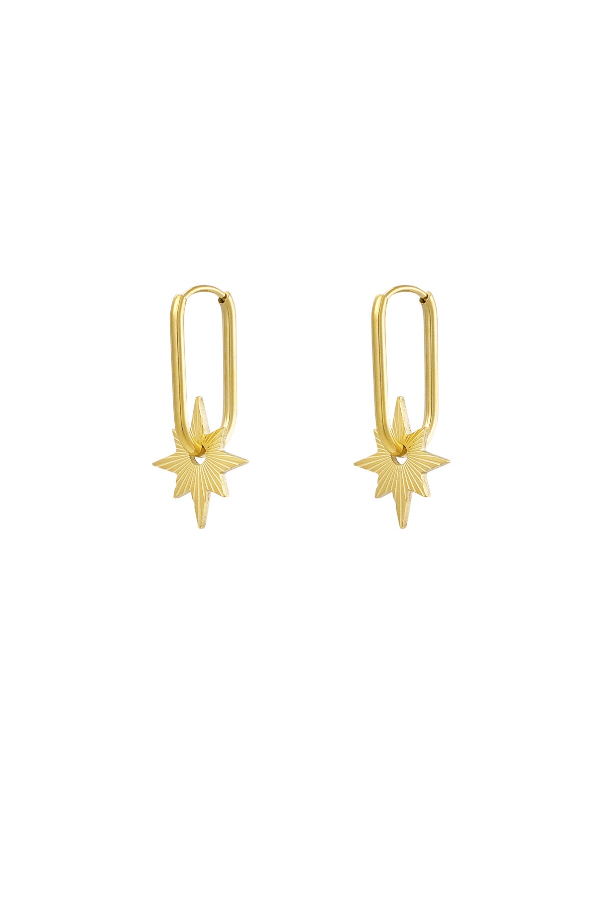 Elongated earrings with star - Gold color 