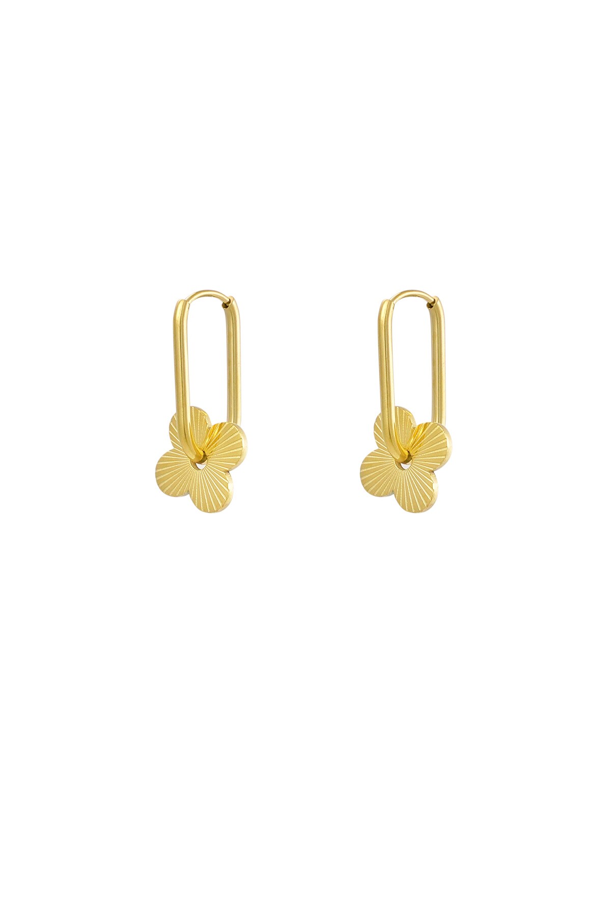 Earrings elongated with flower - Gold color h5 