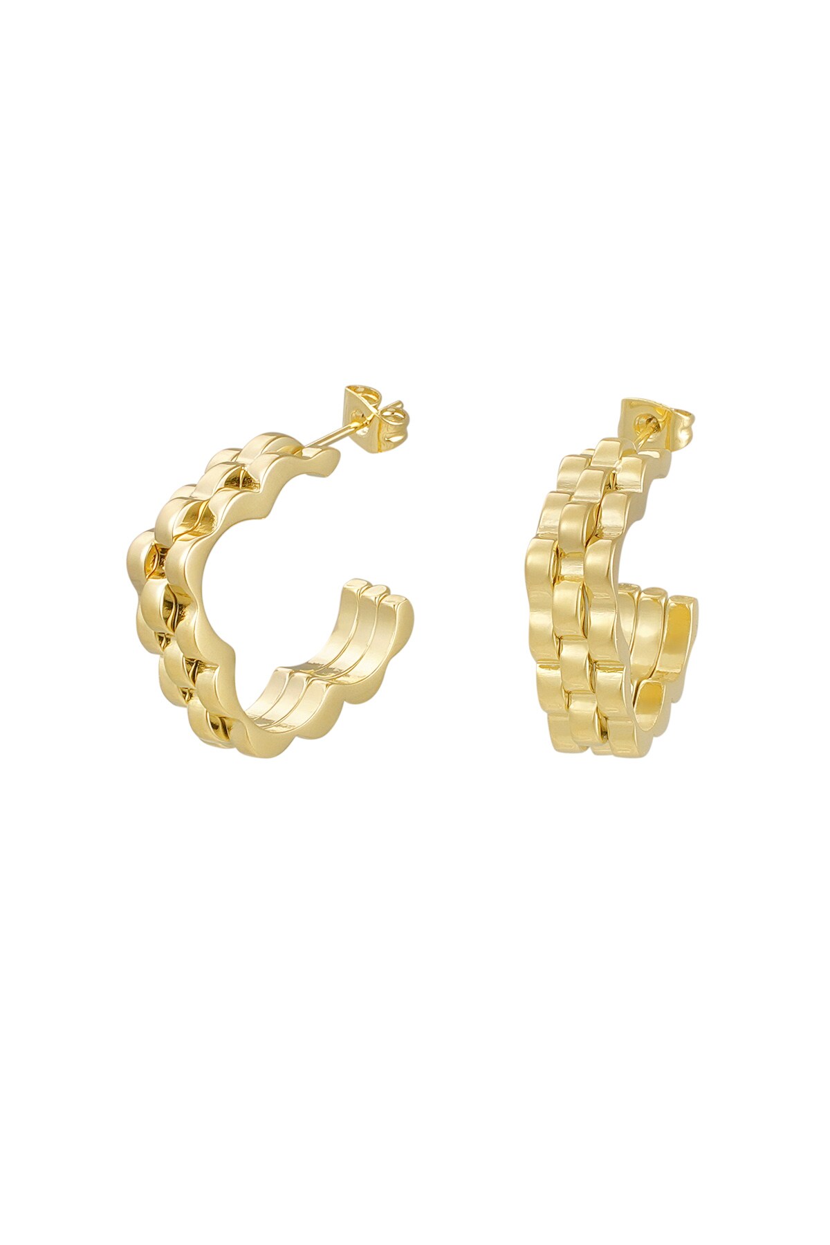 Earrings flower link in link - Gold color h5 