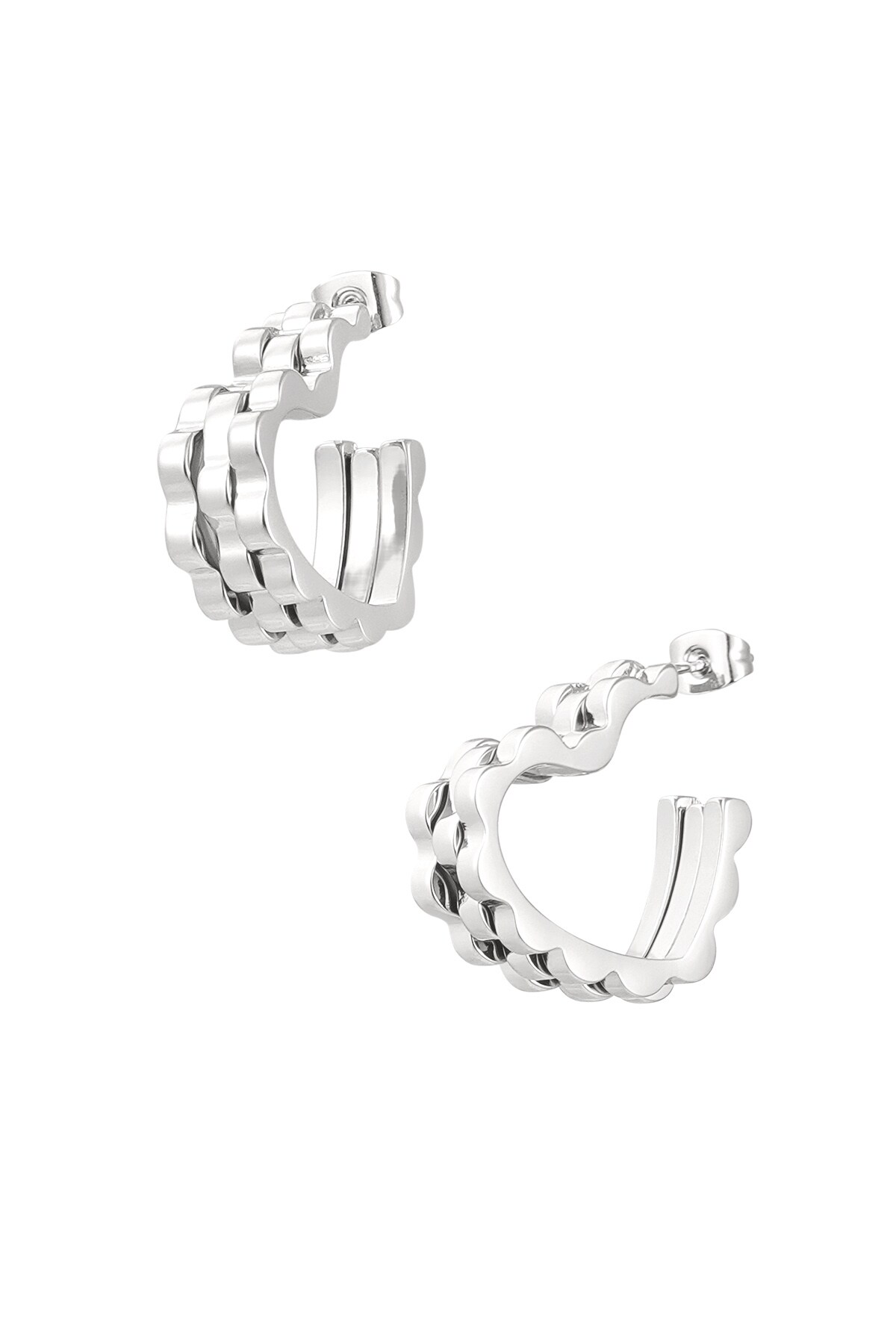 Earrings heart link in link - Silver color h5 