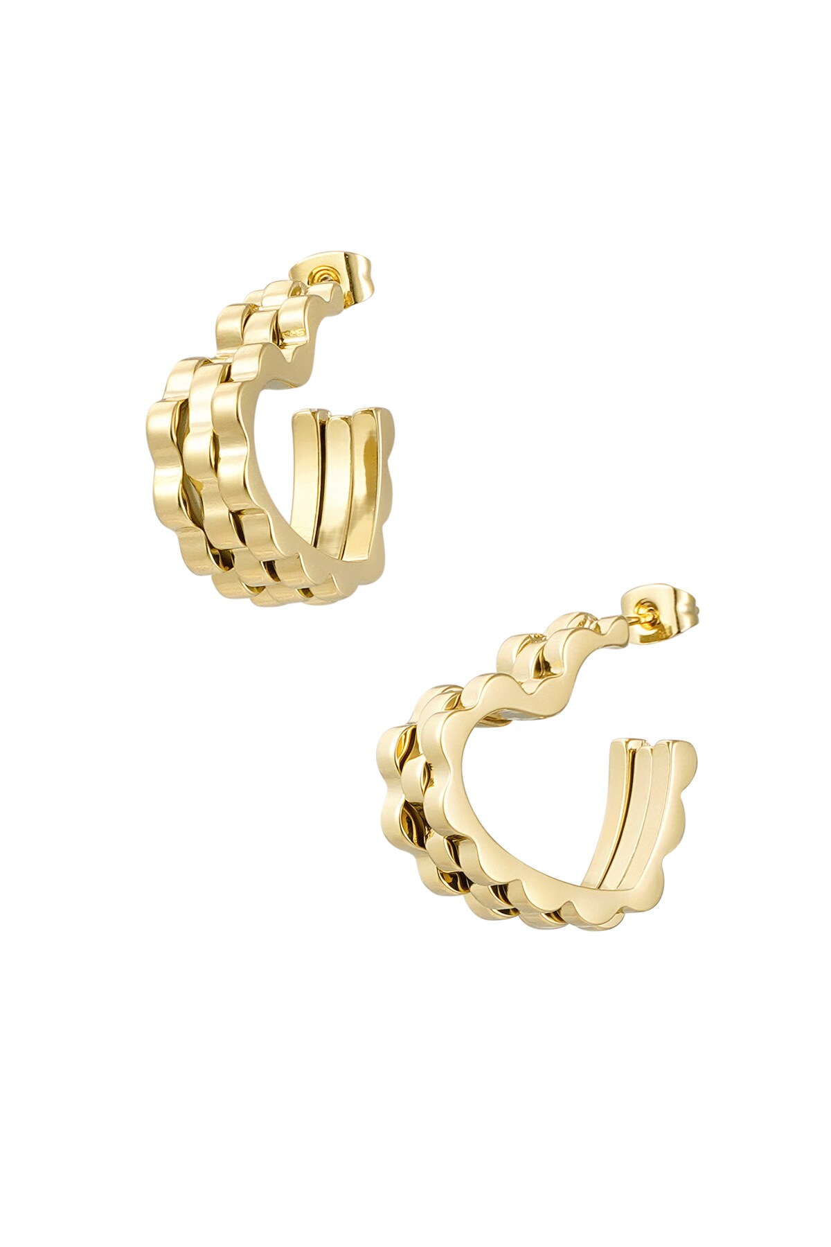 Earrings heart link in link - Gold color h5 