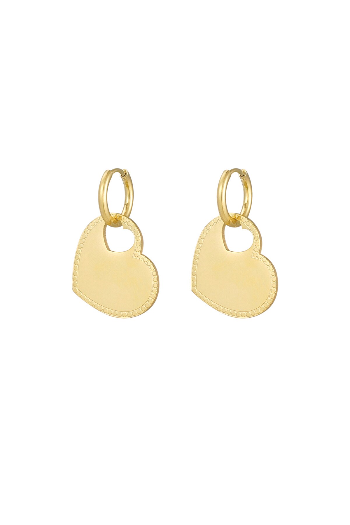 Earrings heart charm - Gold color h5 