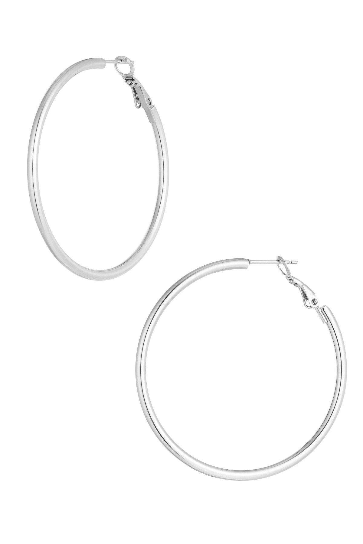 Earrings basic circle large - Silver color h5 