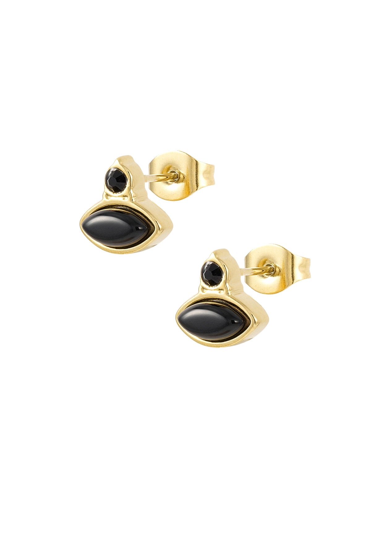 Vintage earrings rhinestone studs - black