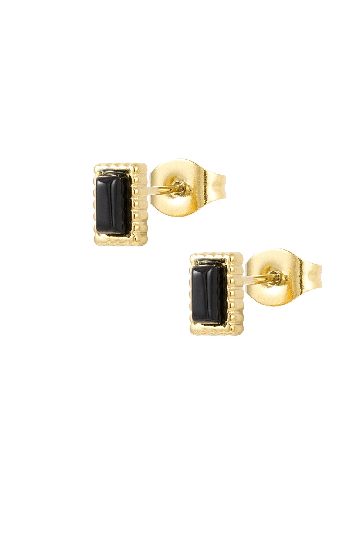 Ear studs rectangle edge - black h5 