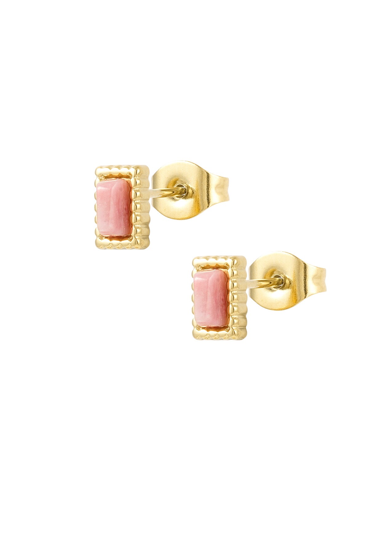 Ear studs rectangle edge - powder pink h5 