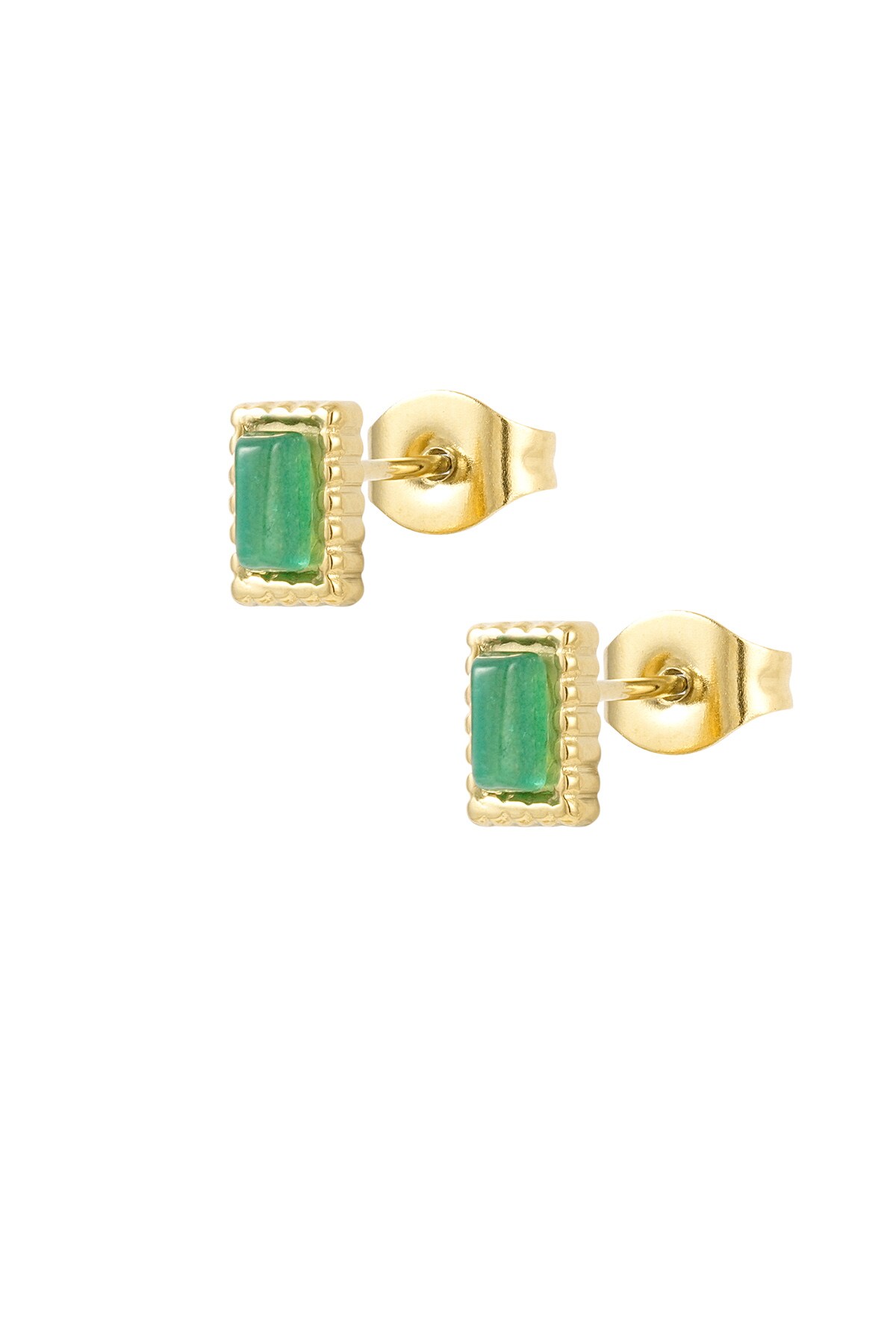 Ear studs rectangle edge - green h5 