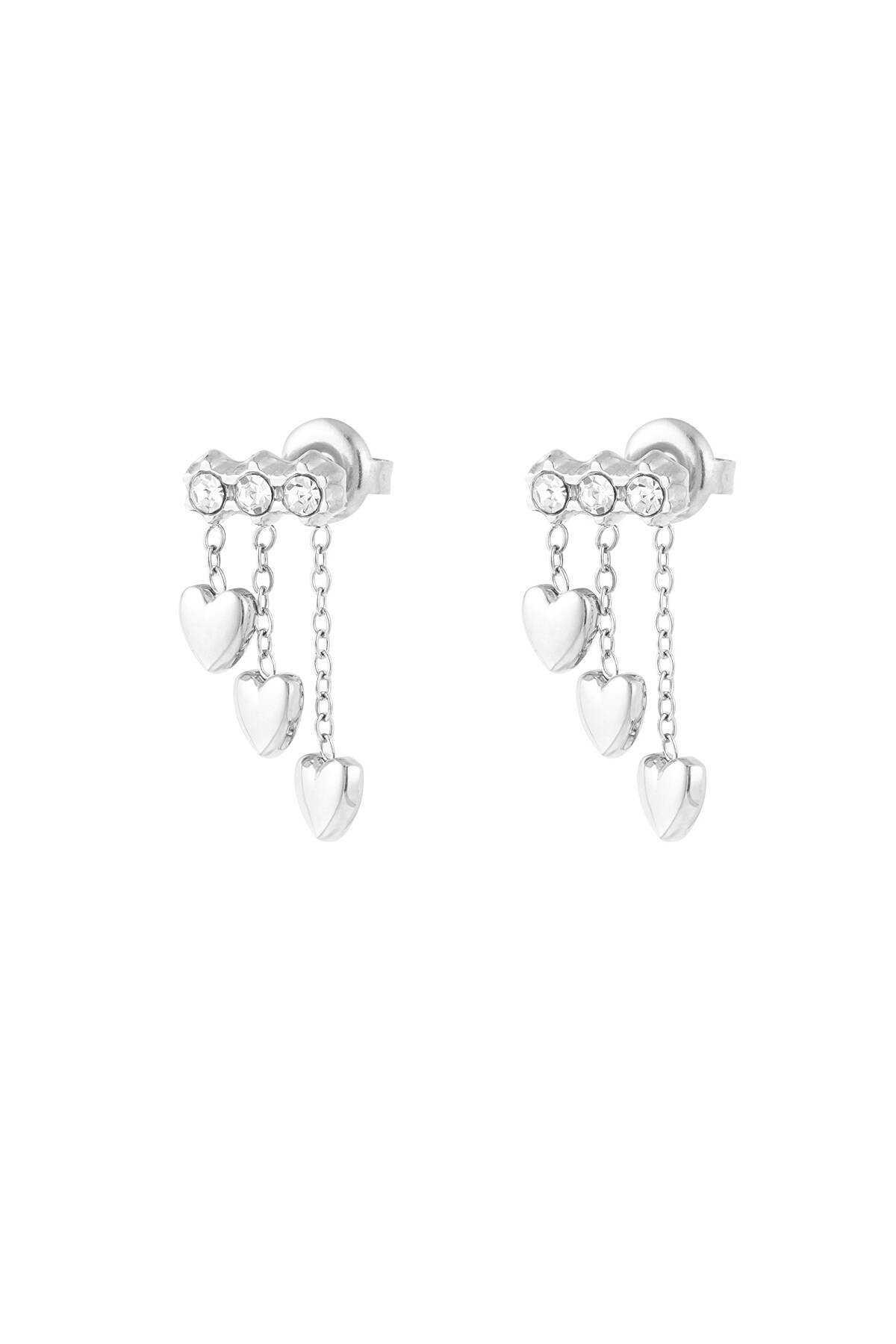 Earrings with heart chain - Silver color h5 