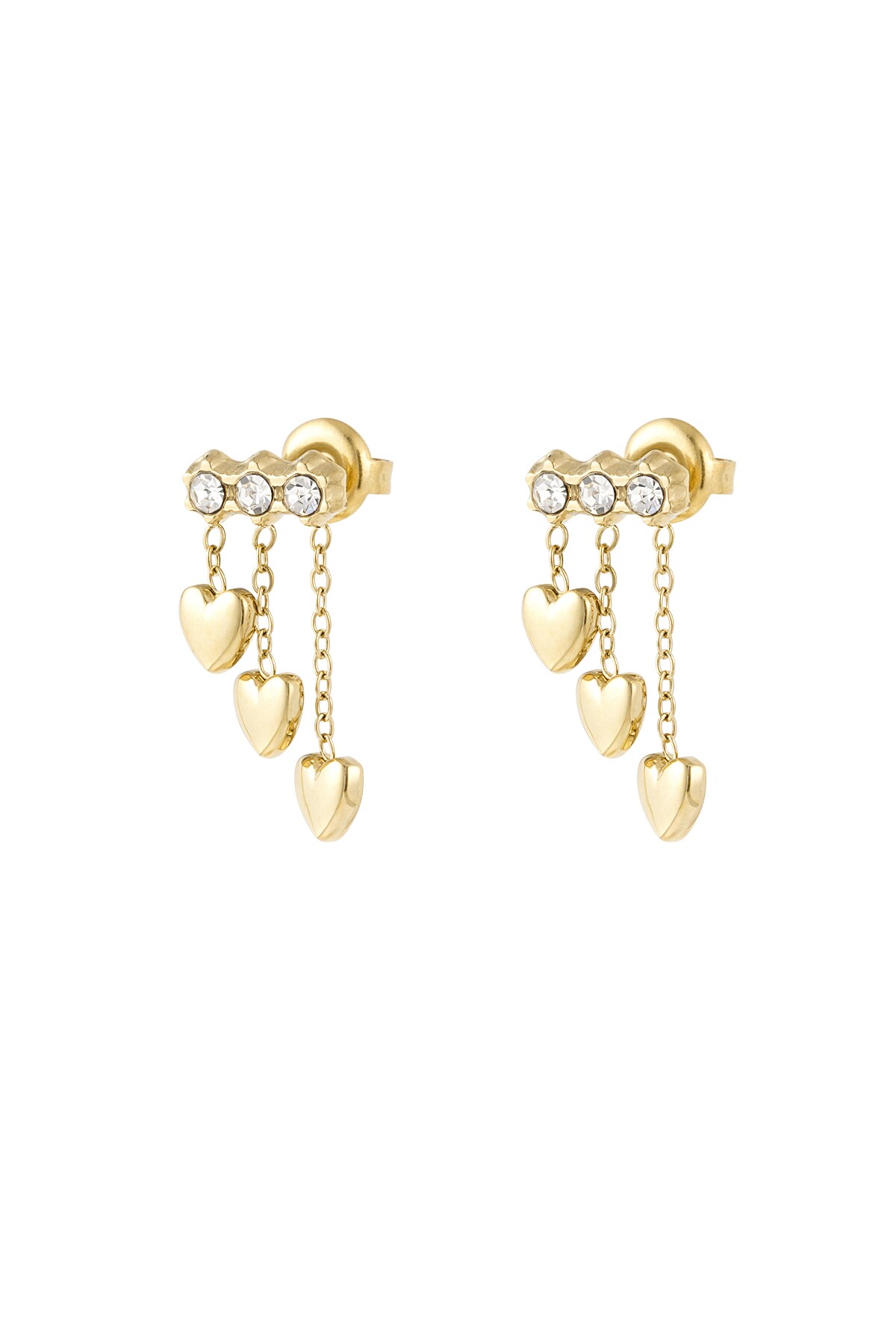 Earrings with heart chain - Gold color h5 