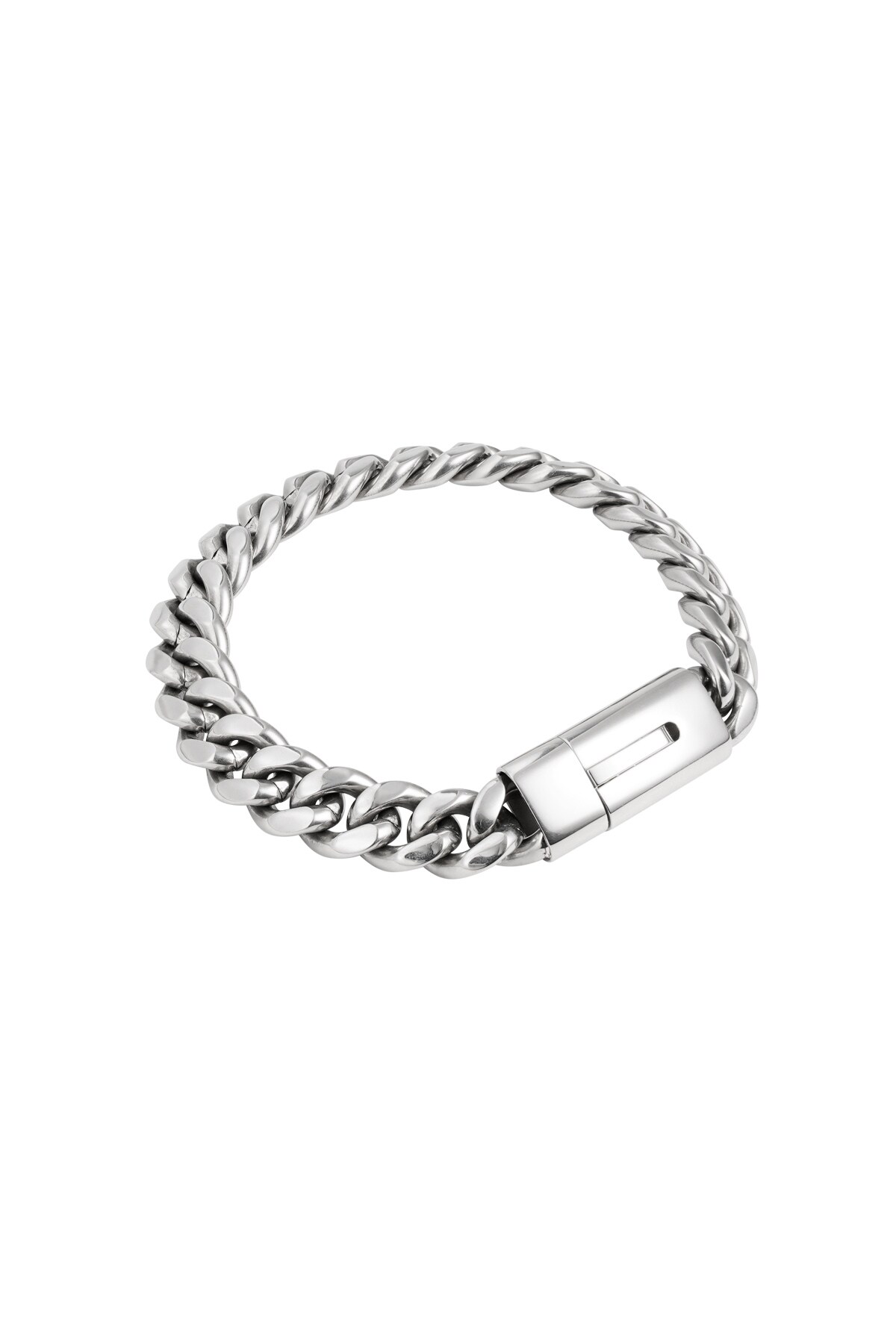 Men's bracelet coarse links - Silver color h5 