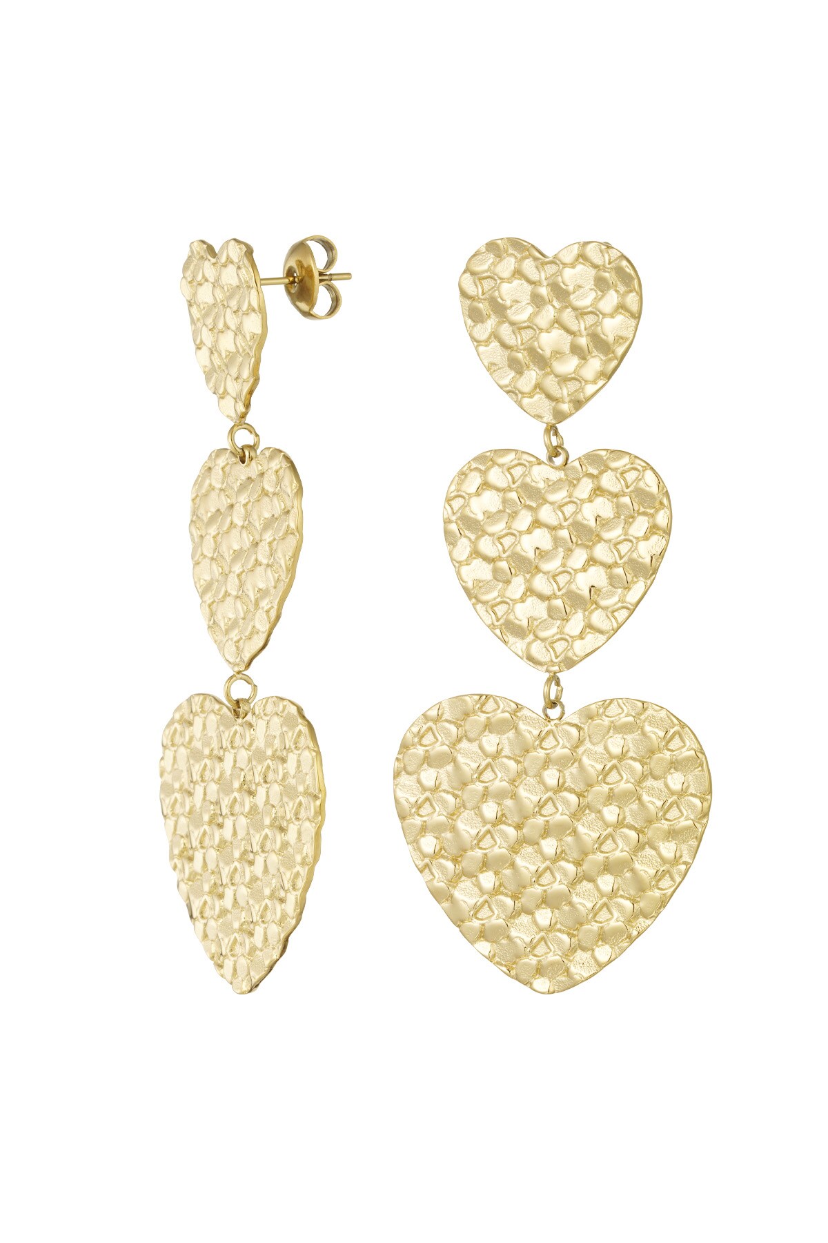 Triple heart earring - Gold color h5 