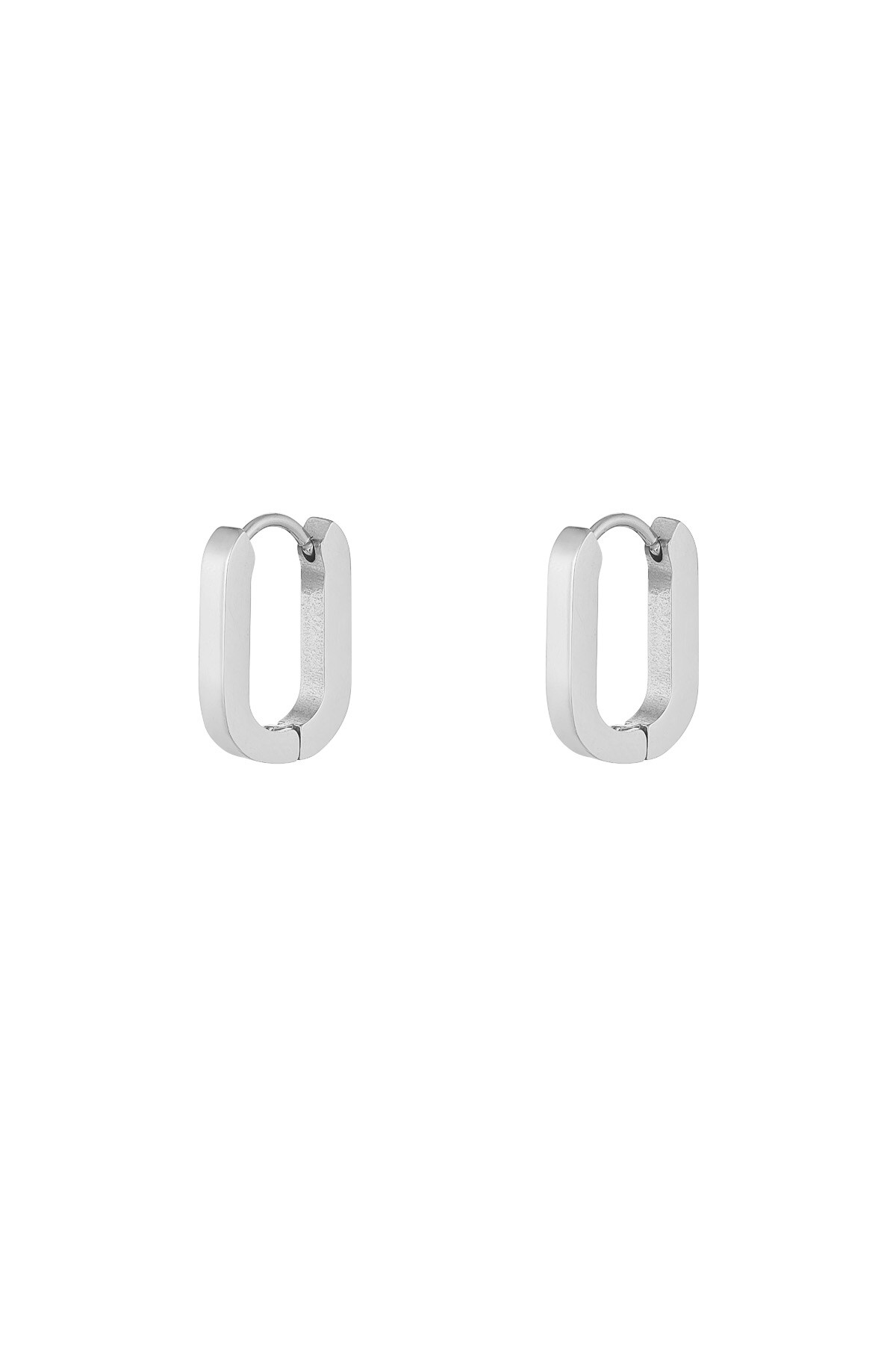 Basic oval earrings small - Silver color h5 