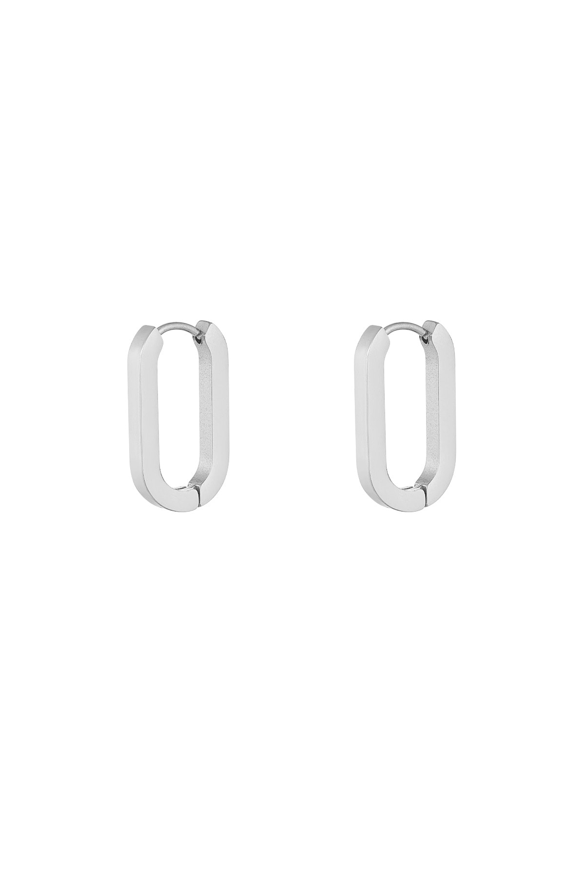 Basic oval earrings medium - Silver Color color h5 