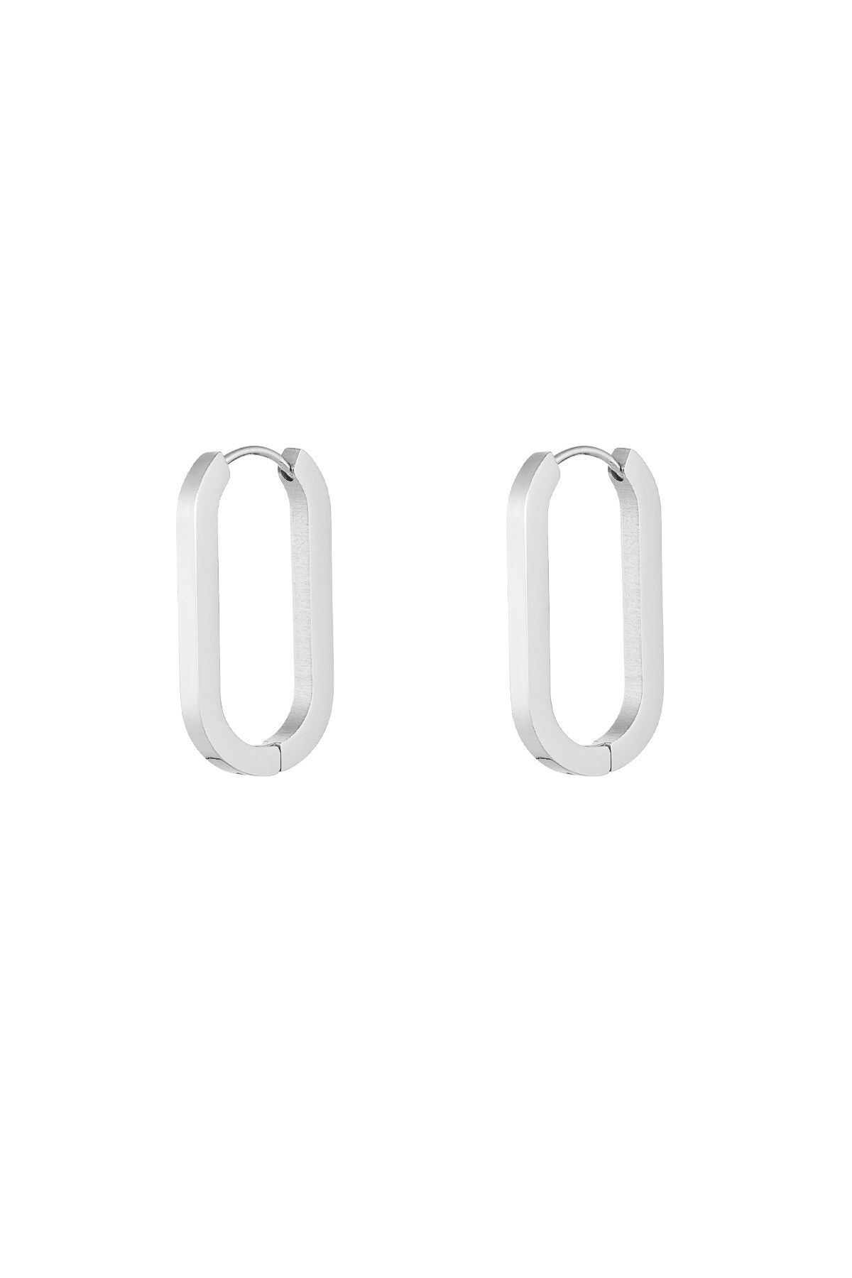 Basic oval earrings large - Silver color h5 