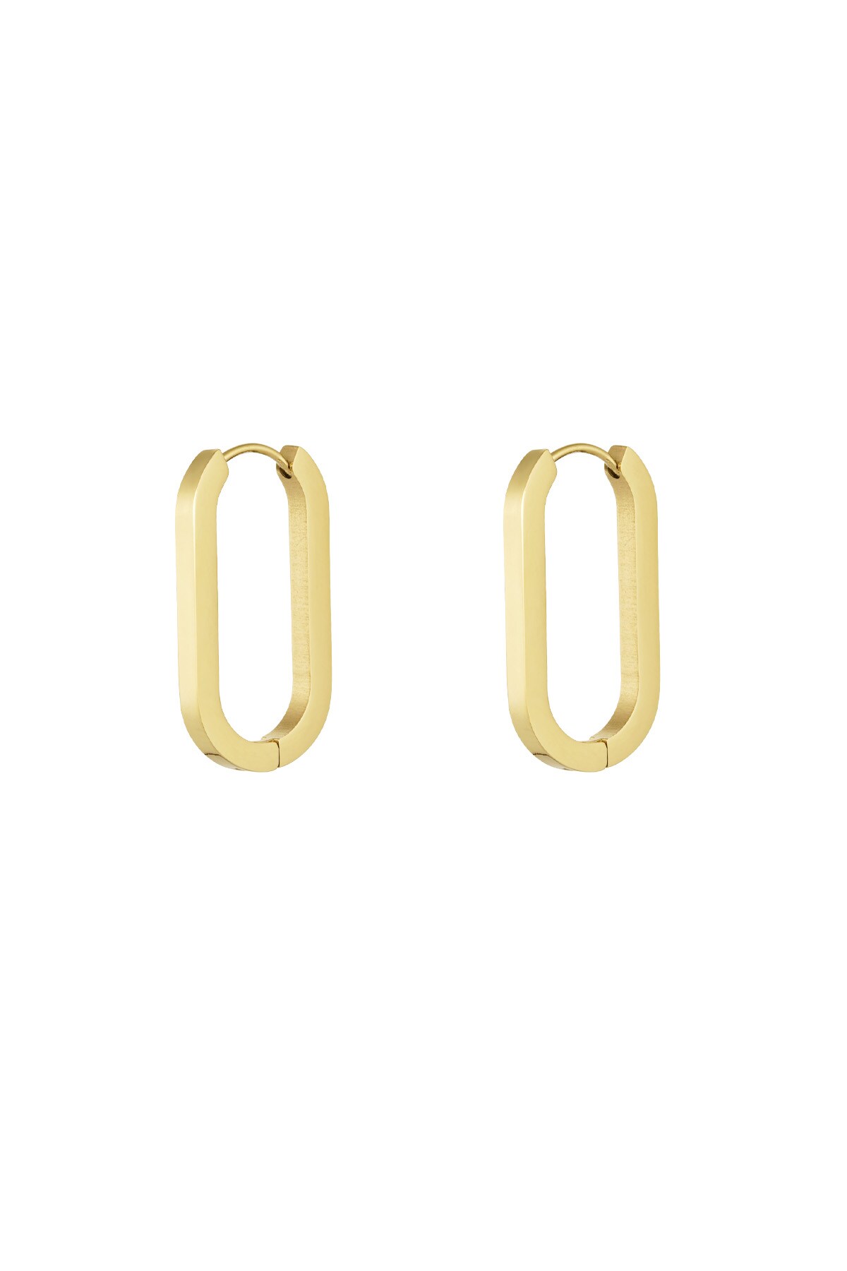 Basic oval earrings large - Gold color h5 