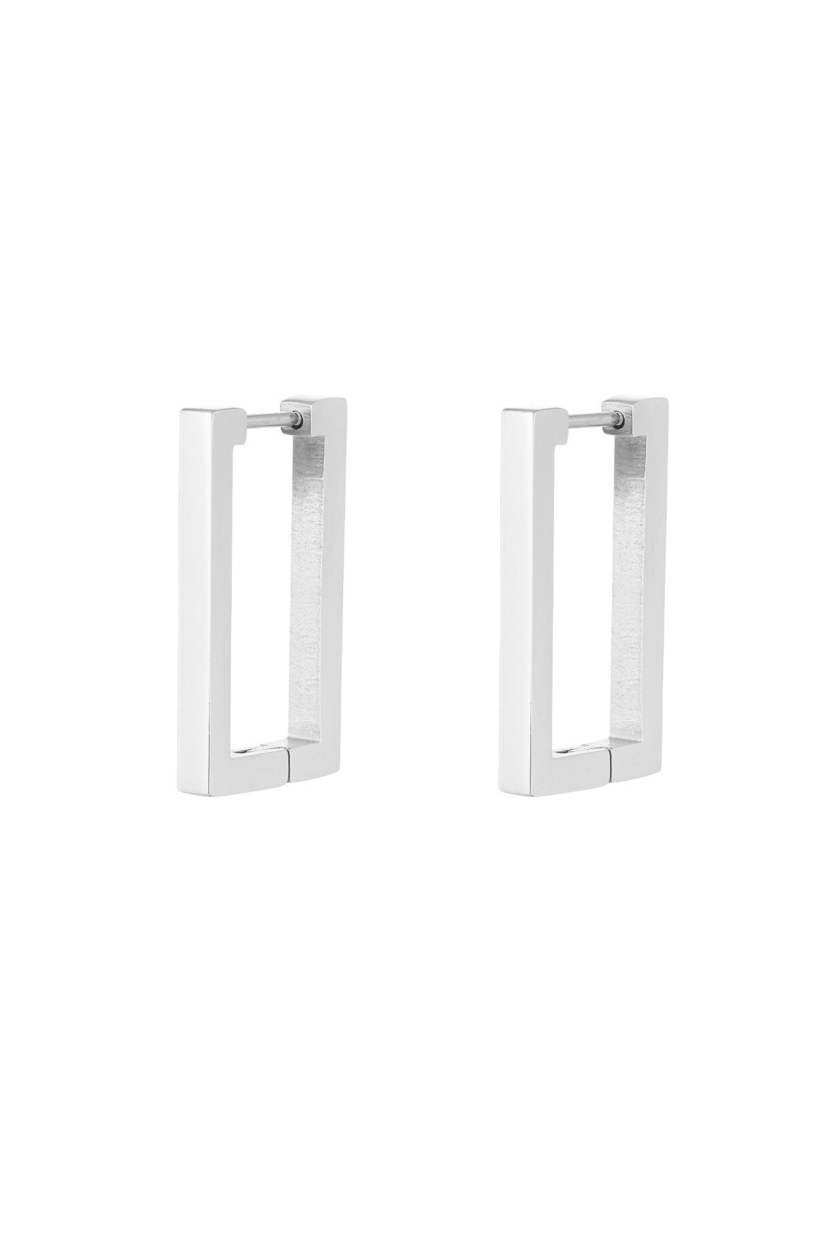 Basic rectangle earrings large - Silver color h5 