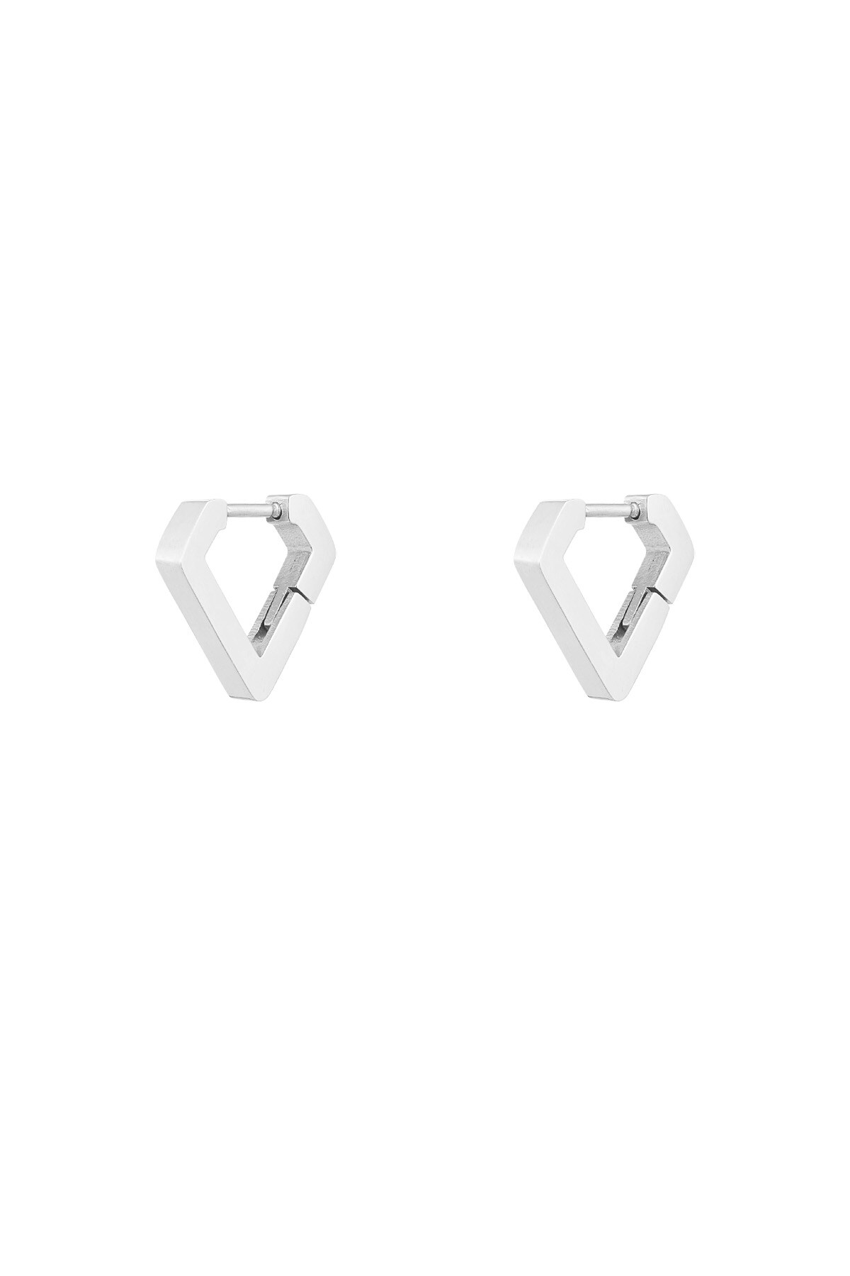 Diamond shape earrings small - Silver color h5 