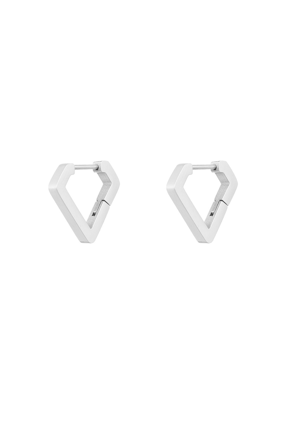 Diamond shape earrings medium - Silver color h5 