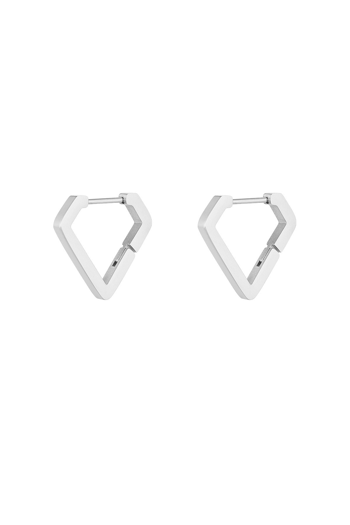 Diamond shape earrings large - Silver color h5 