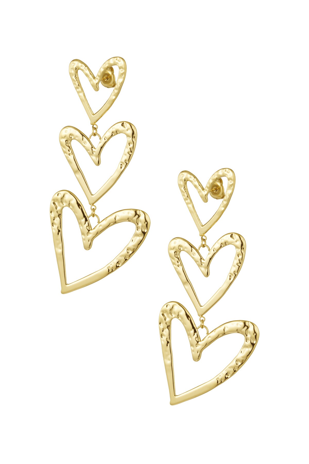 Triple heart earring structure - Gold color h5 