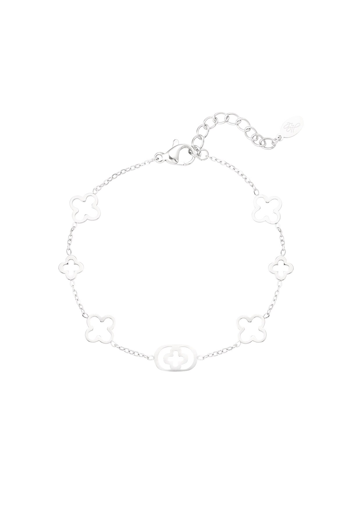 Bracelet with clover charms - Silver color h5 