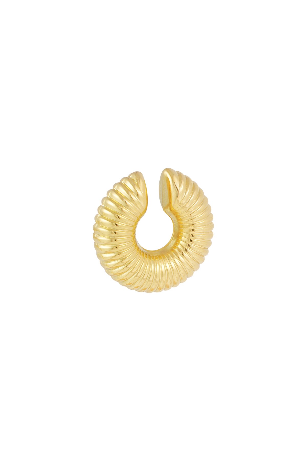 ear cuff with ridges - Gold color h5 