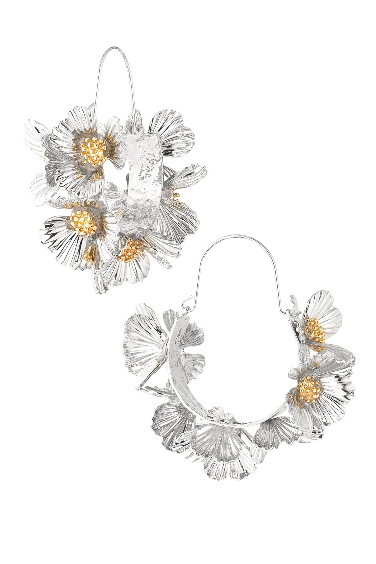 Earrings flower glow - Silver color h5 