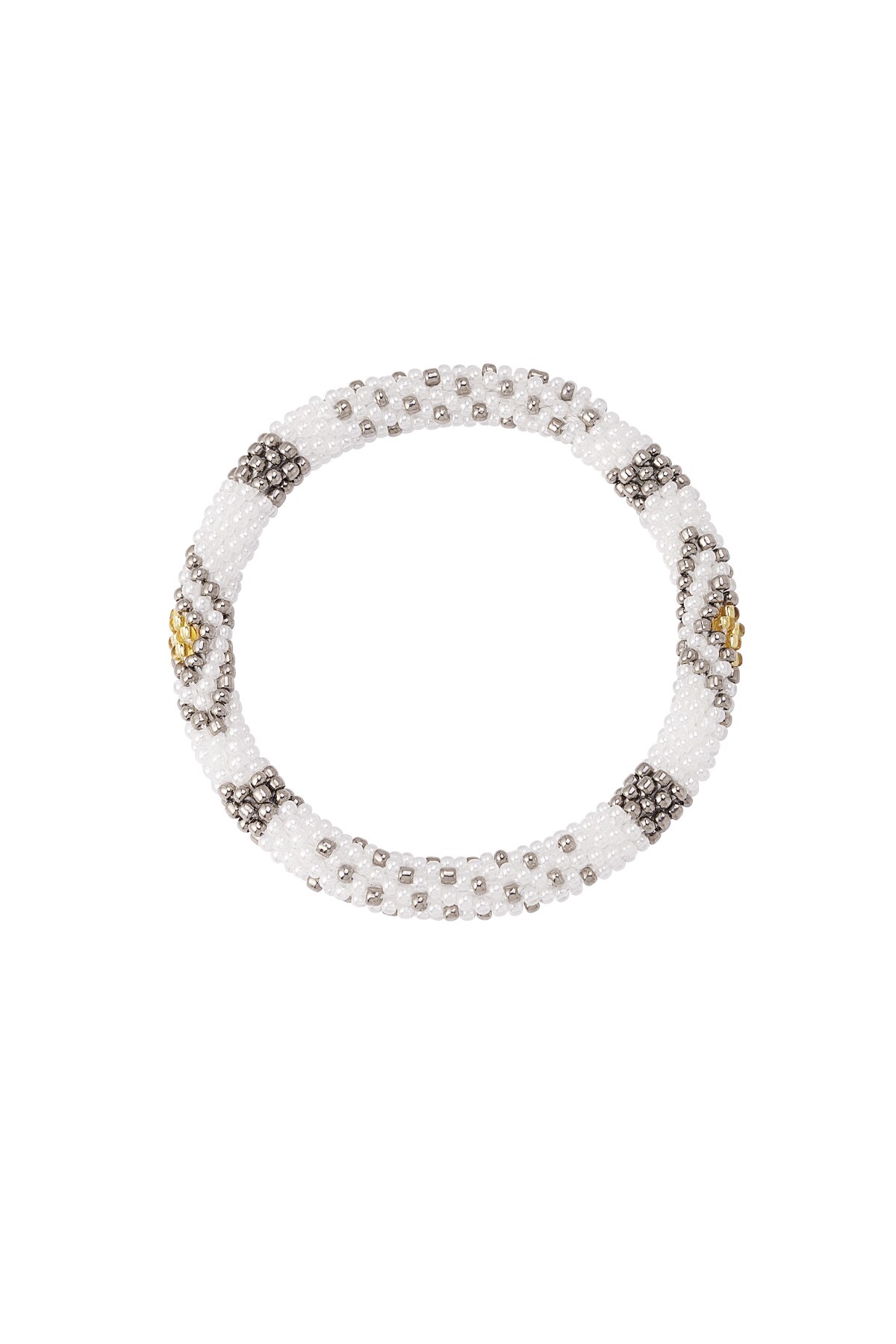 Bead bracelet figure - white/silver 