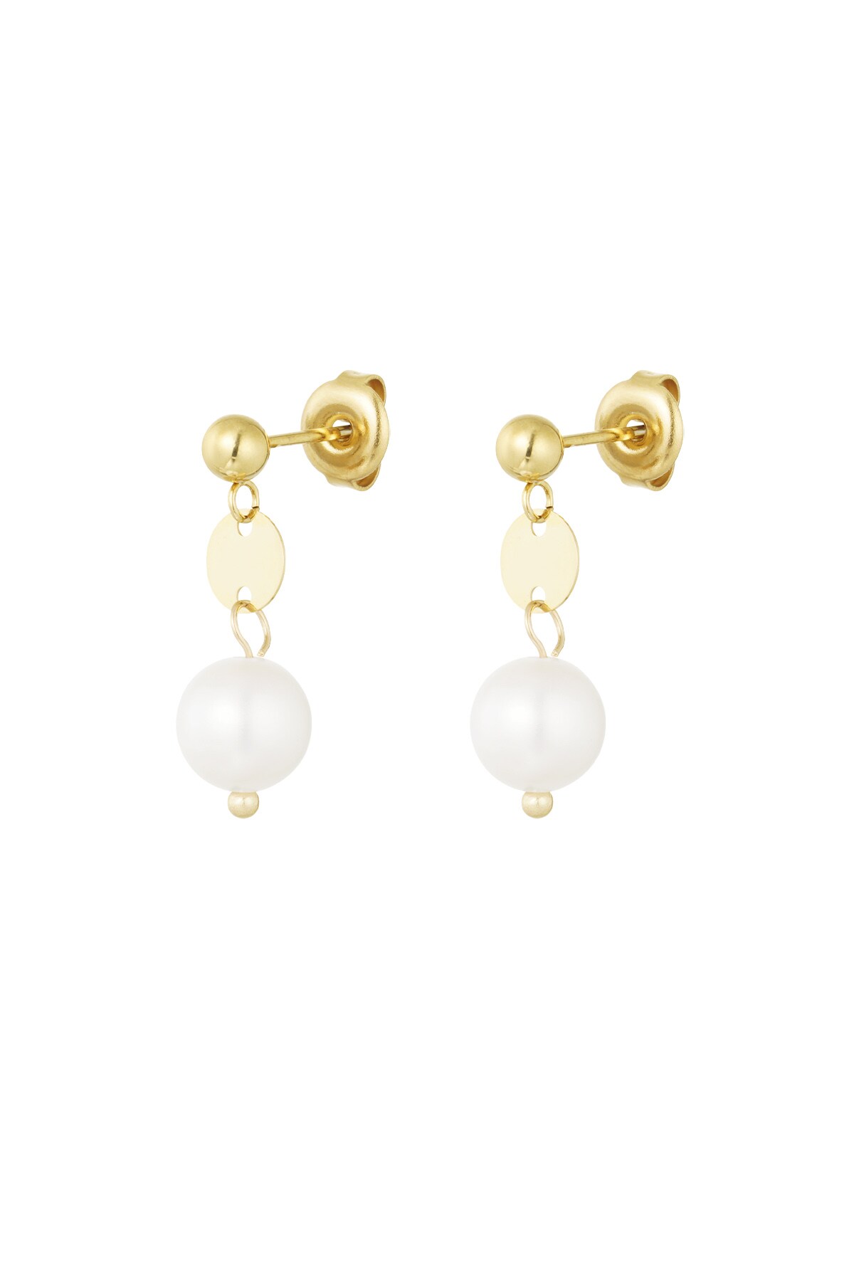 Earring with small pearl pendant - Gold color h5 