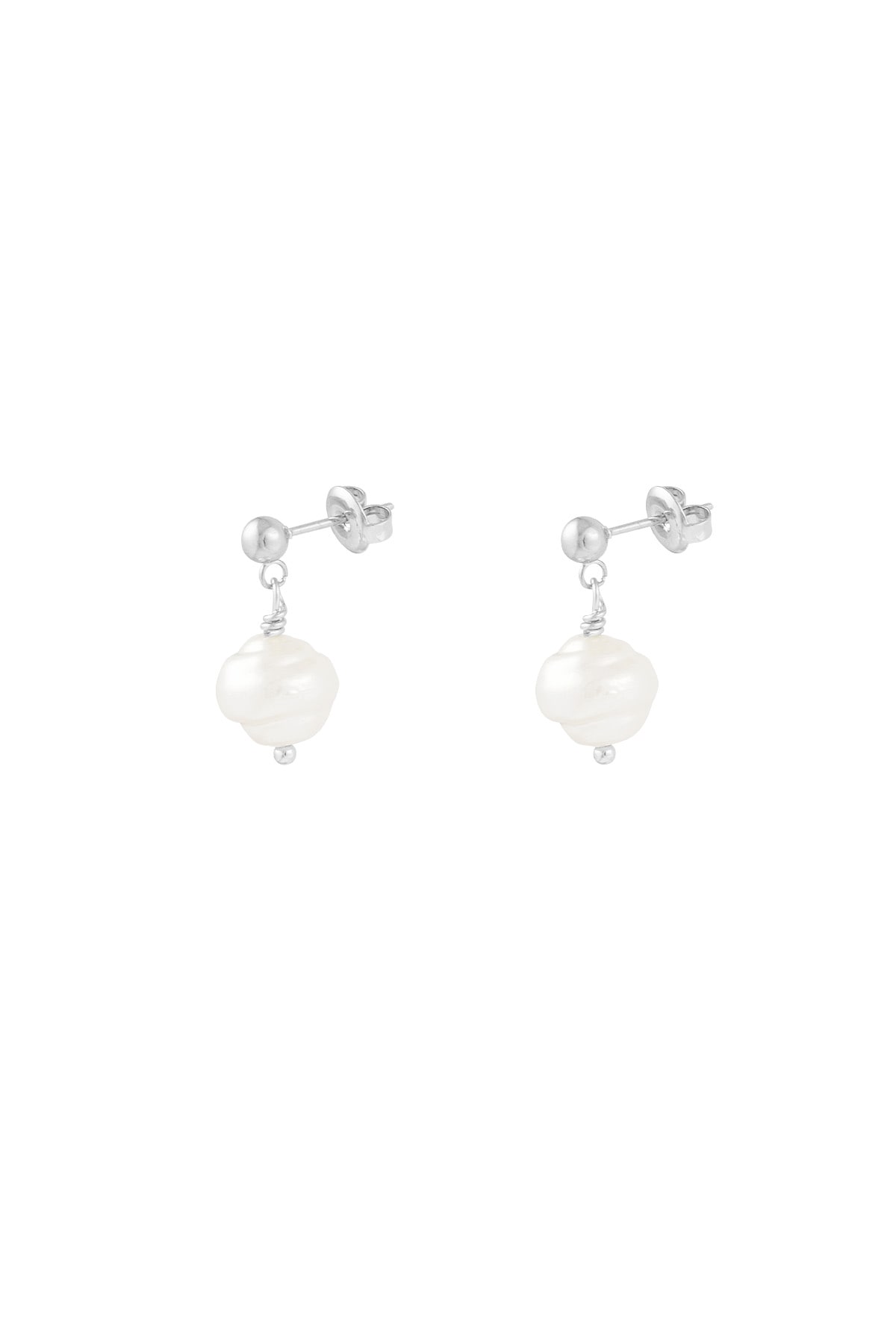 Earrings pearl charm - Silver color h5 