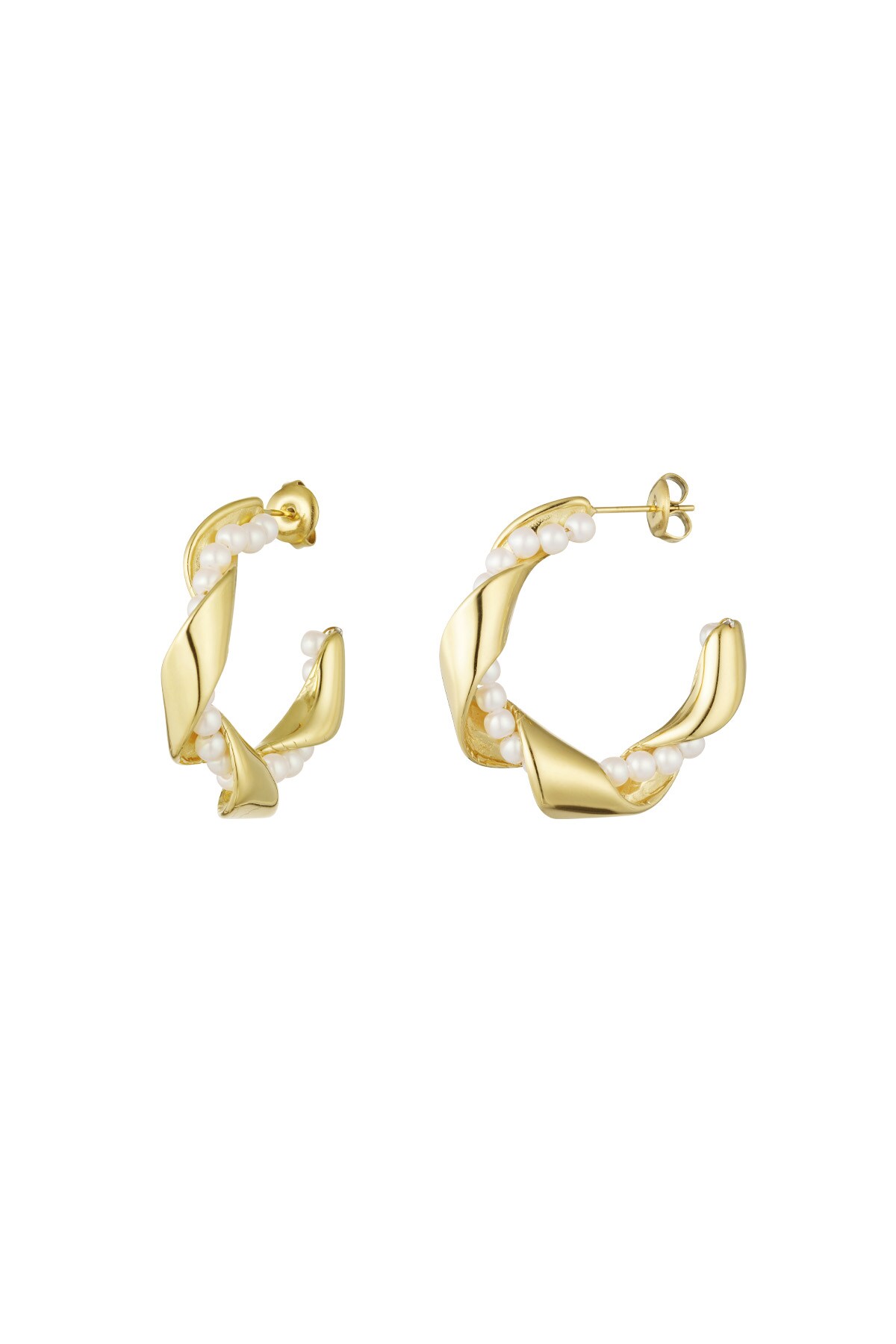 Twisted pearl earrings - Gold color h5 